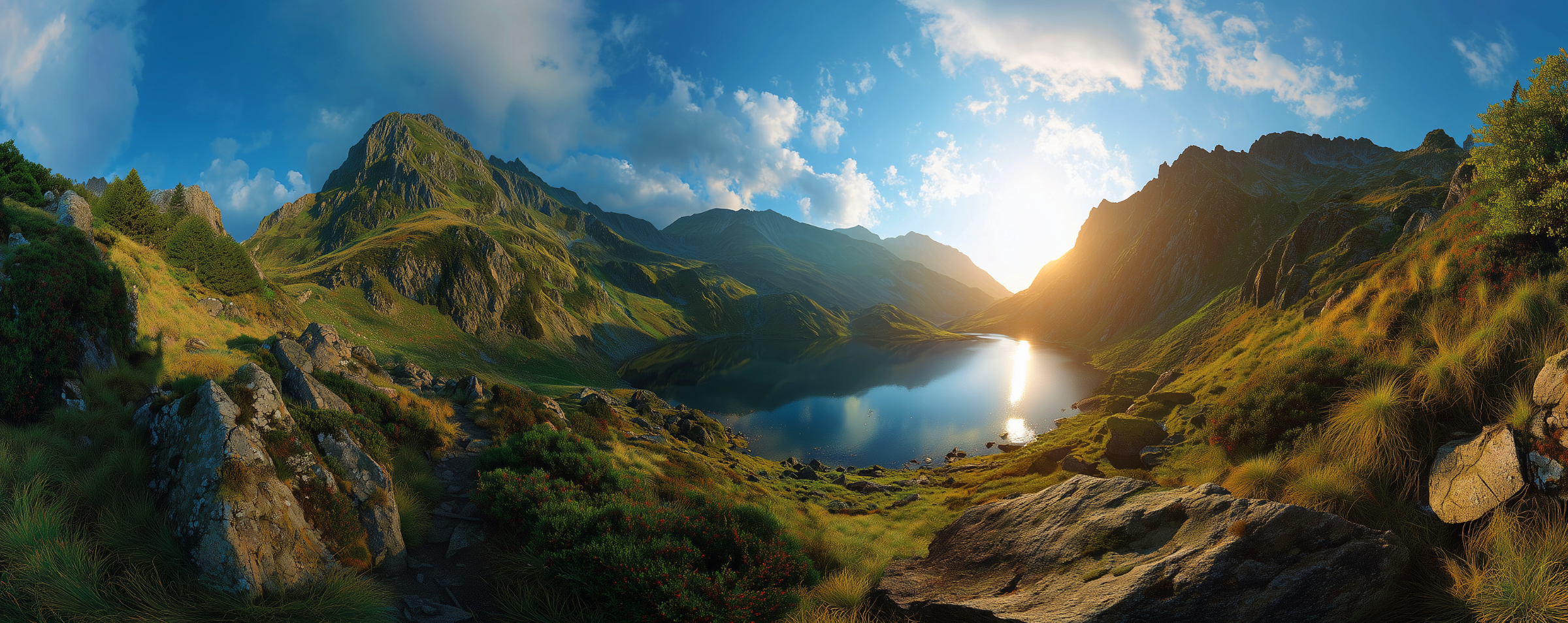 mountains with a lake